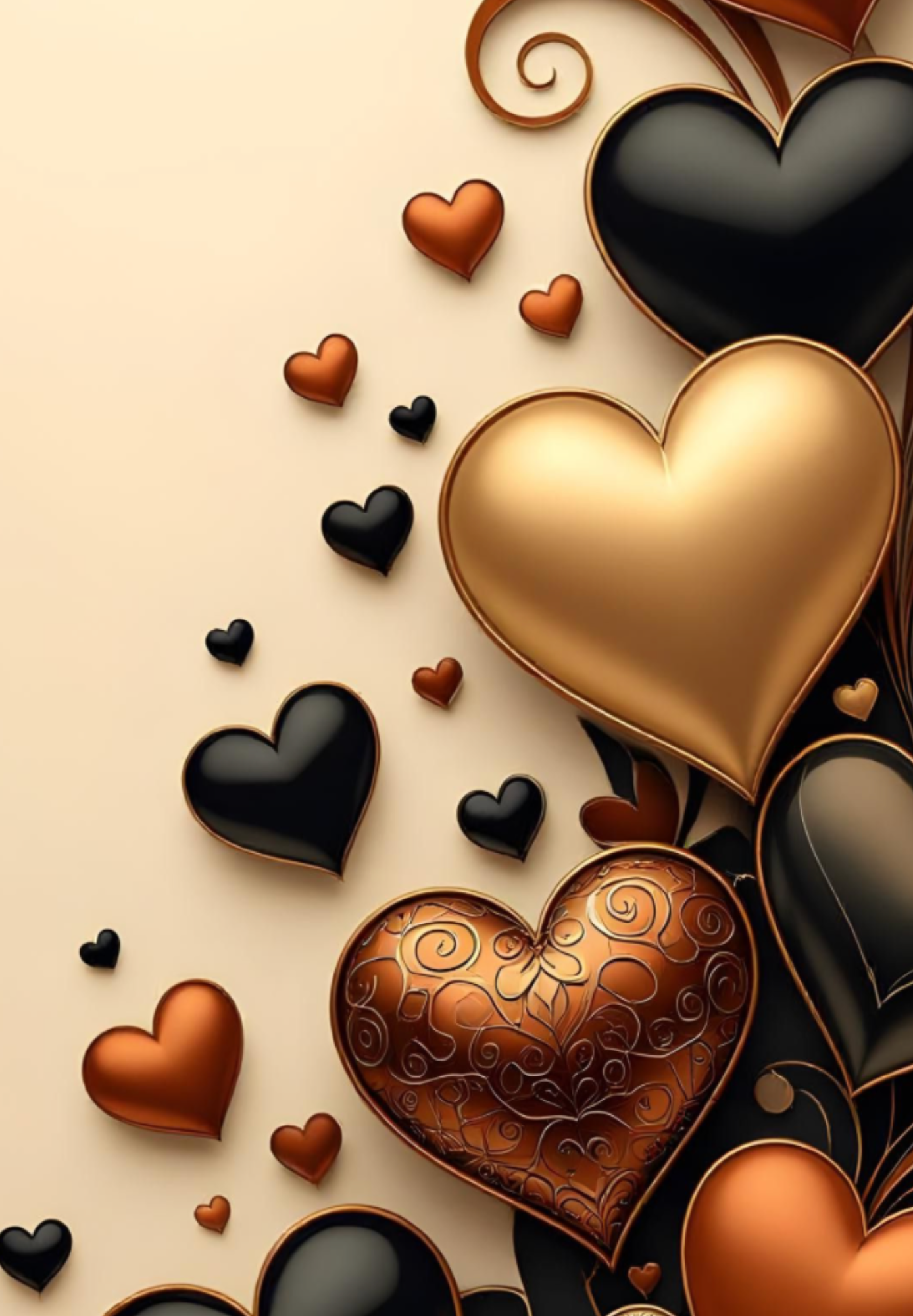 Gold and Copper Hearts