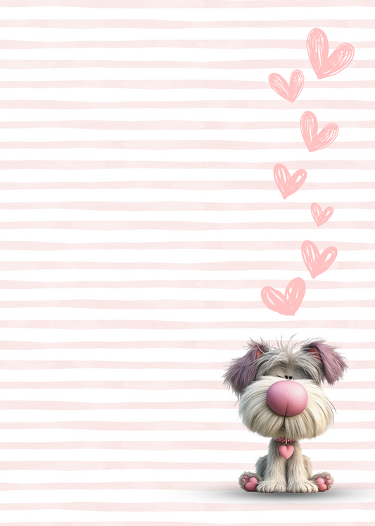 Dog and Hearts - Note Pad